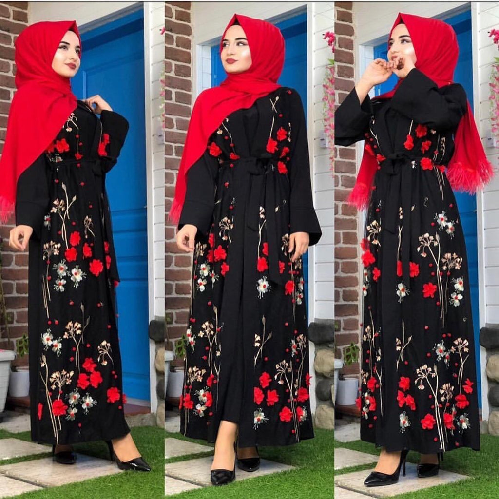 Turkey Embroidery Three-dimensional Flower Robe Dress LR274