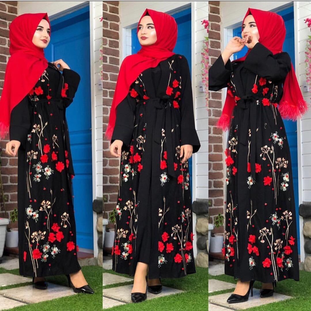 Turkey Embroidery Three-dimensional Flower Robe Dress LR274