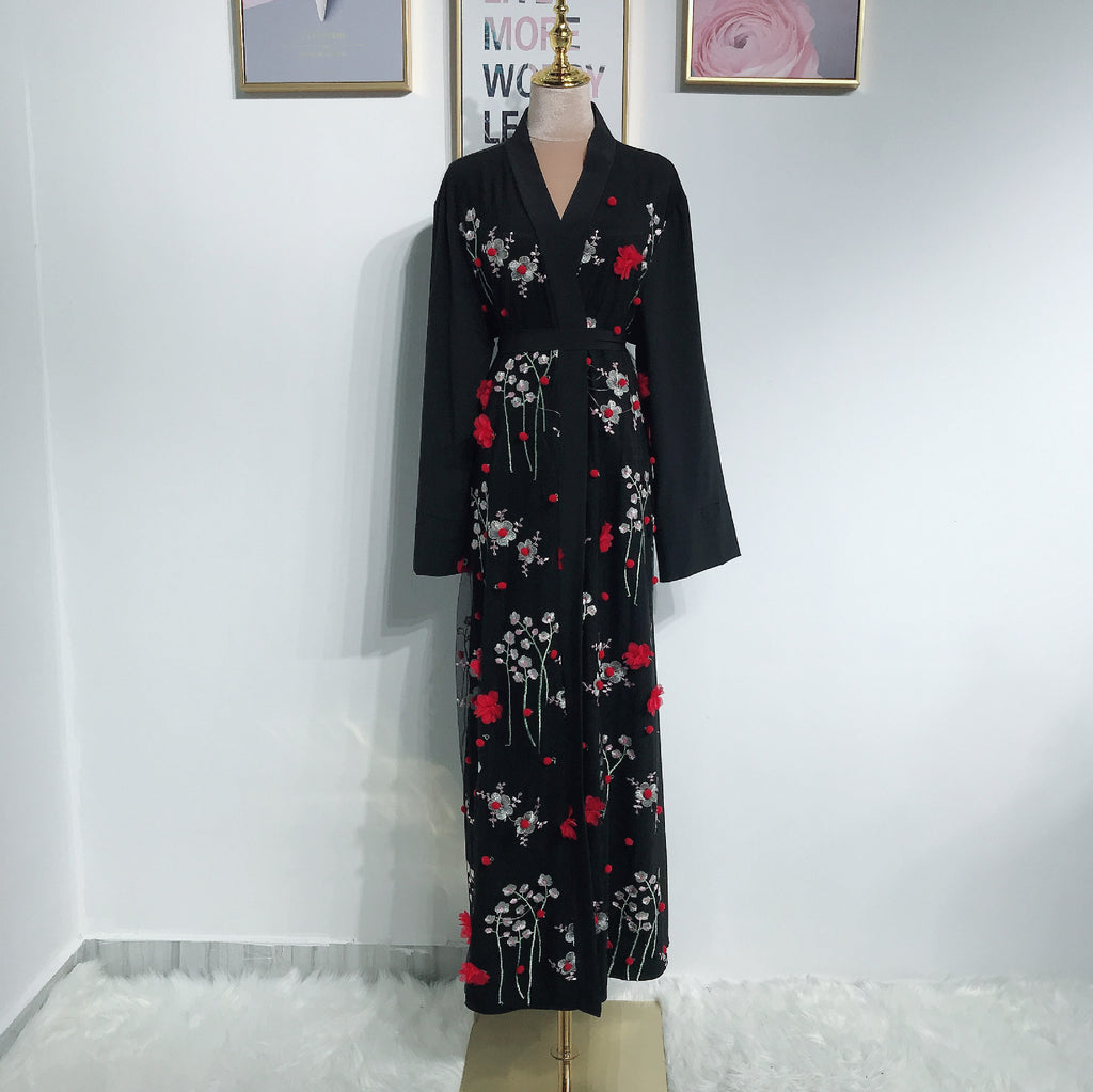 Turkey Embroidery Three-dimensional Flower Robe Dress LR274