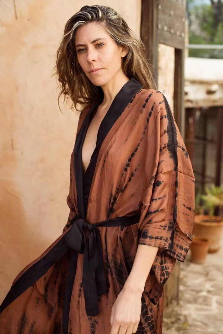 Gprinted robe, bikini, sun protection cardigan, kimono, pajamas, bohemian long skirt