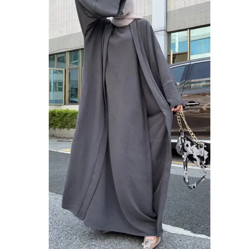 explosive 2-piece dress with belt dubai women's robe suit