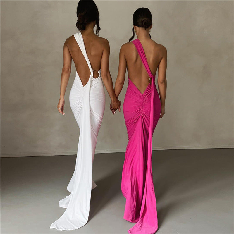 spring and summer new style women's clothing sexy backless halter neck hip-covering slim evening dress for women