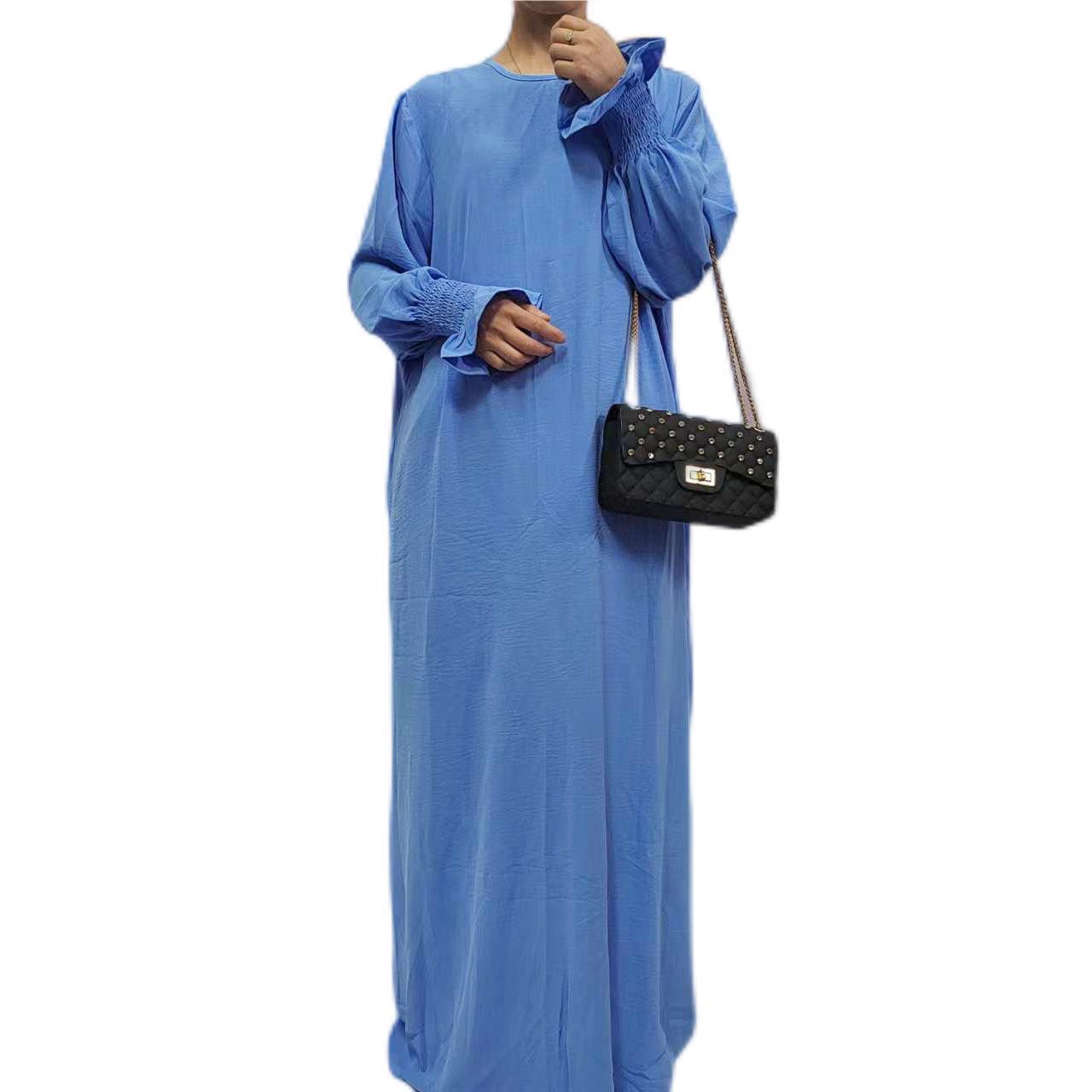 women's clothing Amazon Middle East Dubai Turkish Arabian solid color long-sleeved dress