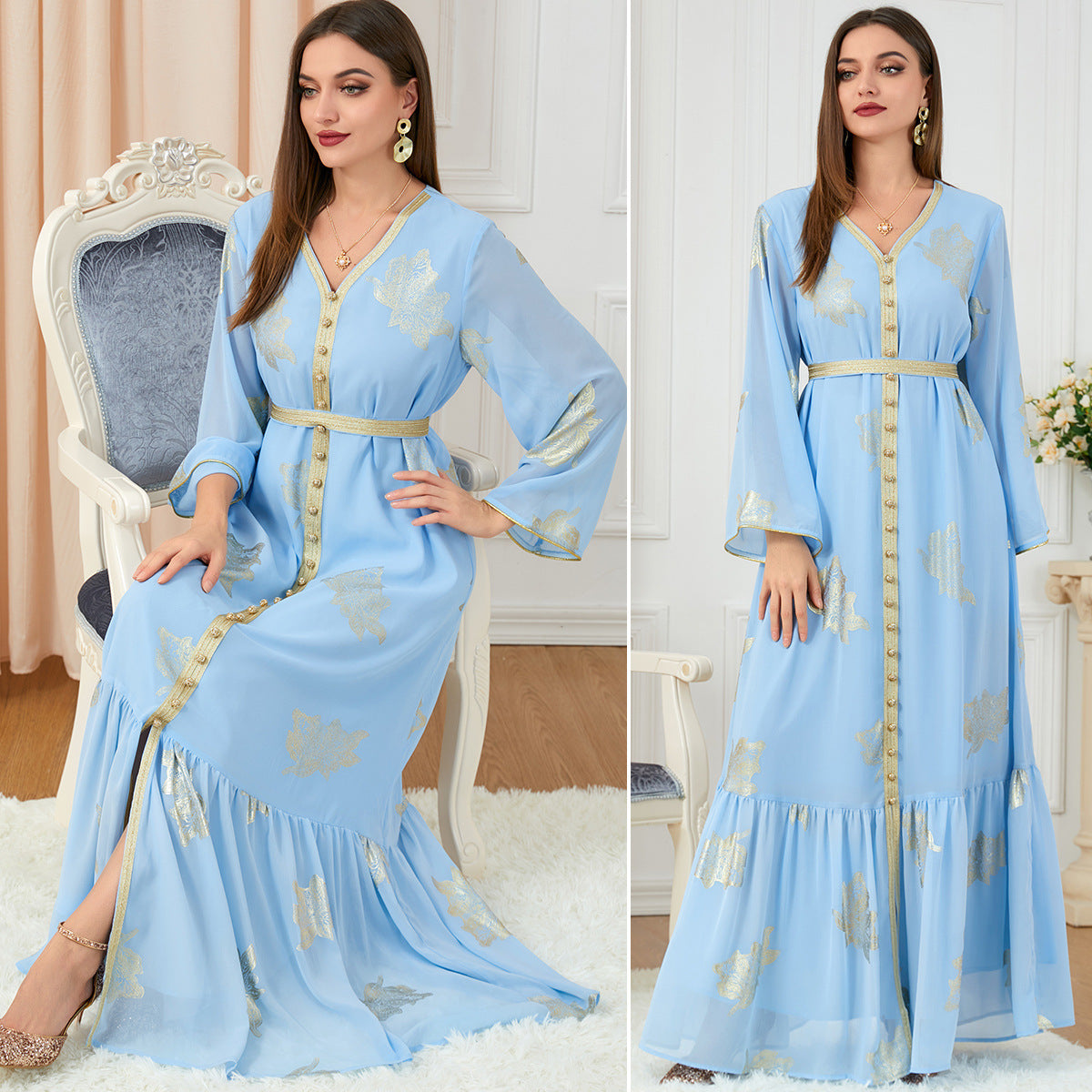 Dress Autumn Women's Fashion New Arrivals Women's Fashion Long-sleeved Foil Stamping Dress