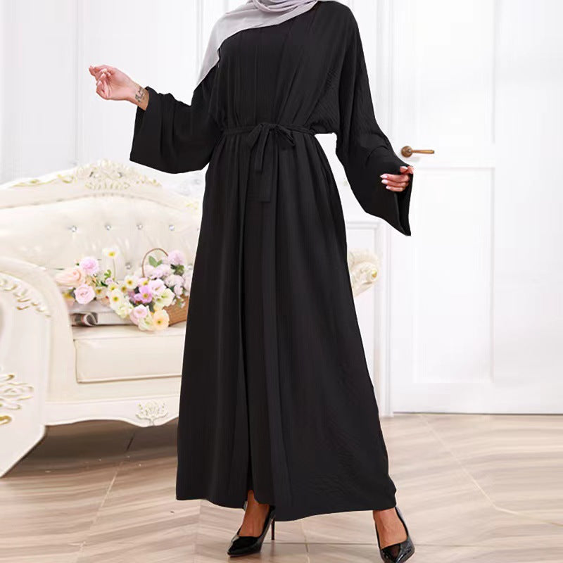 explosive 2-piece dress with belt dubai women's robe suit