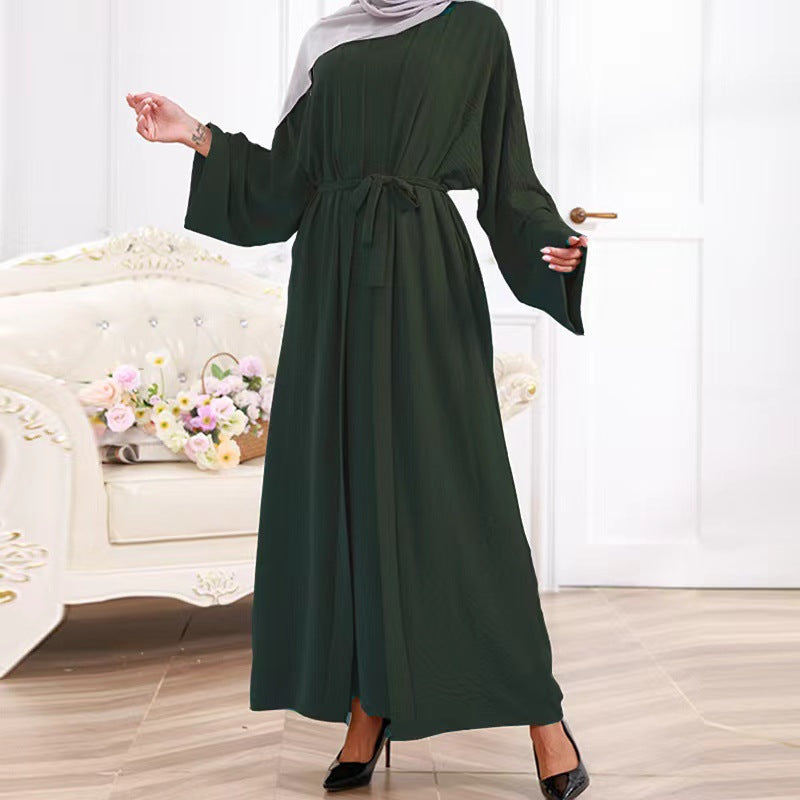 explosive 2-piece dress with belt dubai women's robe suit