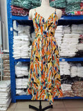 summer new women's print ruffled suspender dress