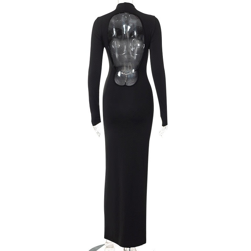 new women's clothing hottie evening dress independent station sexy backless slit dress