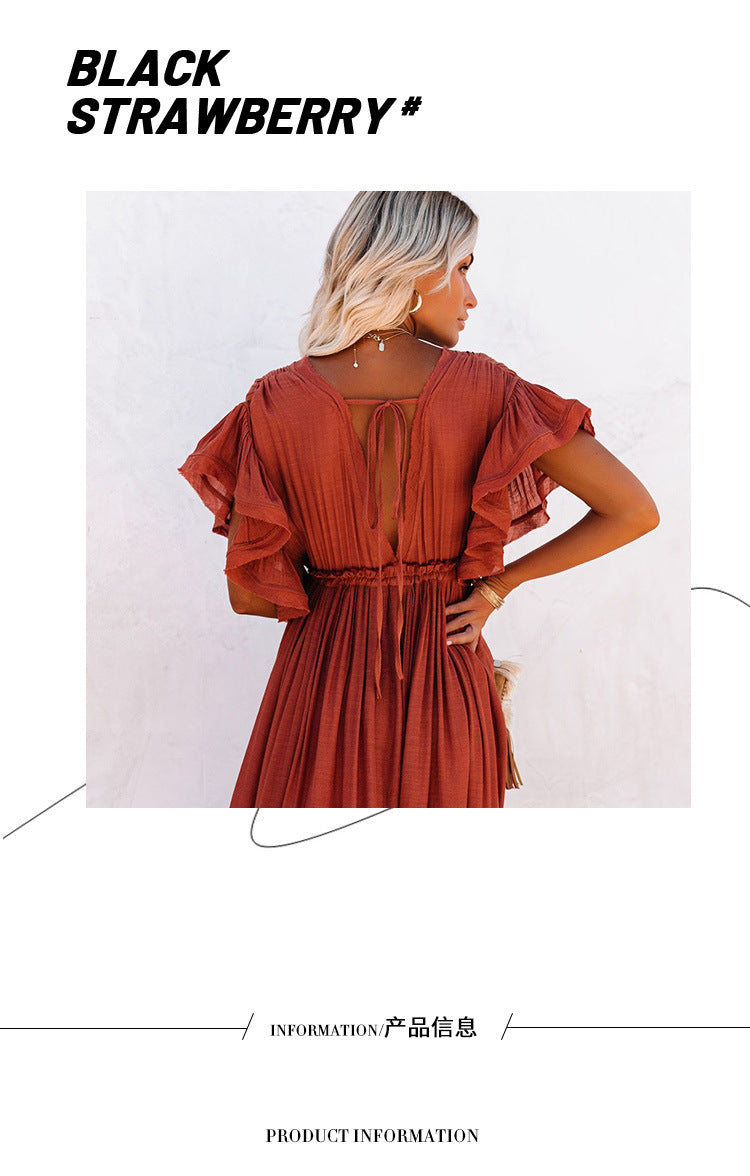 new solid color beach cover-up long skirt sun protection shirt Hawaii seaside vacation