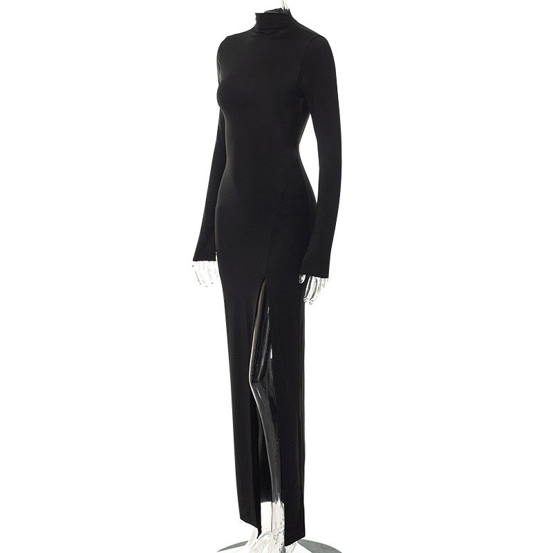 new women's clothing hottie evening dress independent station sexy backless slit dress