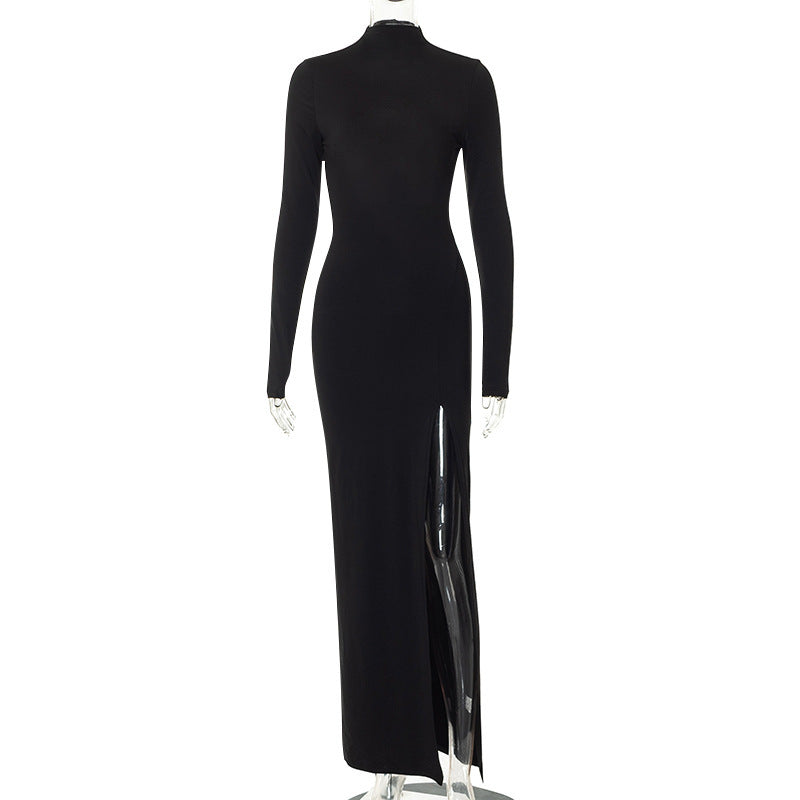 new women's clothing hottie evening dress independent station sexy backless slit dress