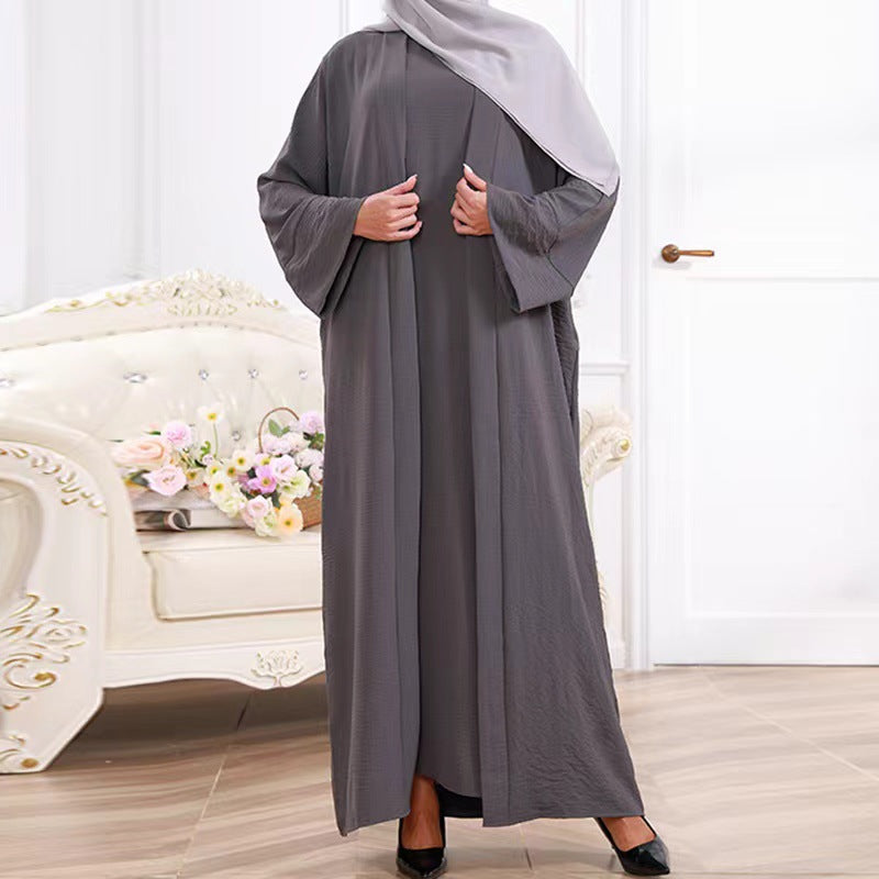 explosive 2-piece dress with belt dubai women's robe suit