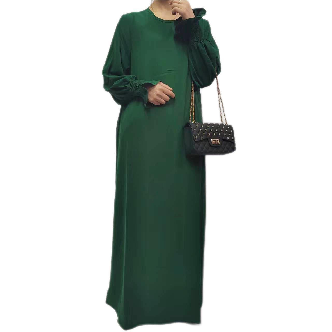 women's clothing Amazon Middle East Dubai Turkish Arabian solid color long-sleeved dress