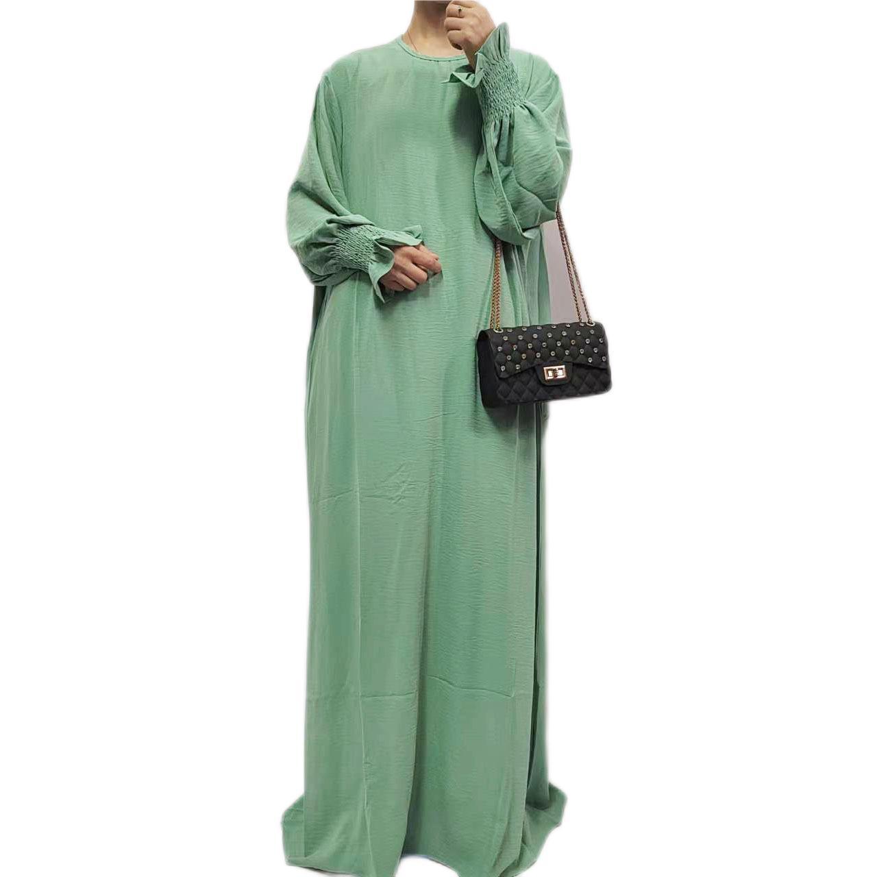 women's clothing Amazon Middle East Dubai Turkish Arabian solid color long-sleeved dress