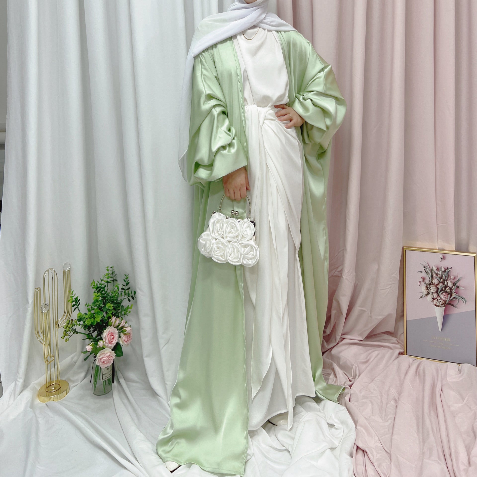 Loriya Puff Sleeve Cardigan, Summer Dubai Elegant Dress LR490