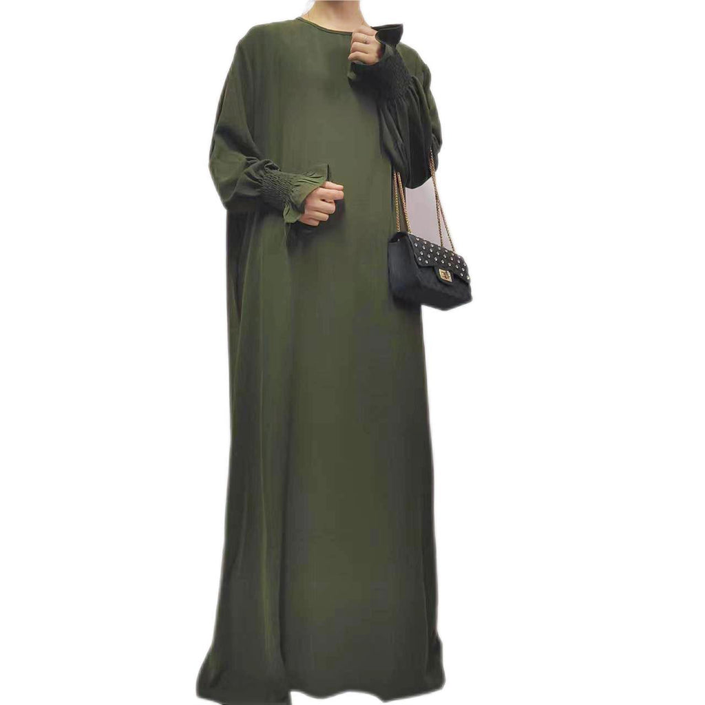 women's clothing Amazon Middle East Dubai Turkish Arabian solid color long-sleeved dress
