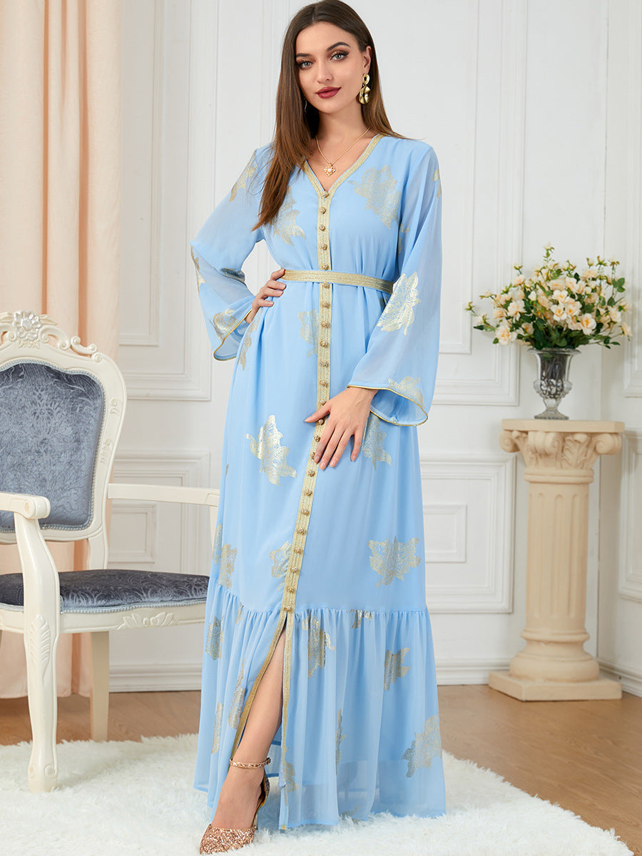 Dress Autumn Women's Fashion New Arrivals Women's Fashion Long-sleeved Foil Stamping Dress