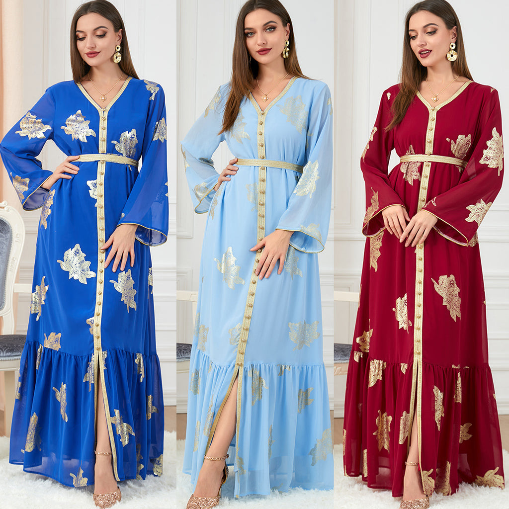Dress Autumn Women's Fashion New Arrivals Women's Fashion Long-sleeved Foil Stamping Dress