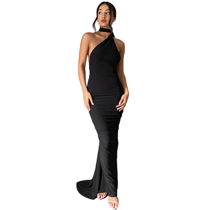 spring and summer new style women's clothing sexy backless halter neck hip-covering slim evening dress for women