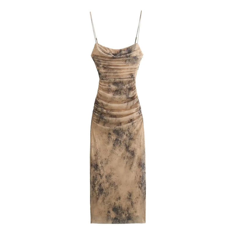 spring new women's clothing  simple retro fashion silk screen printed dress trendy women