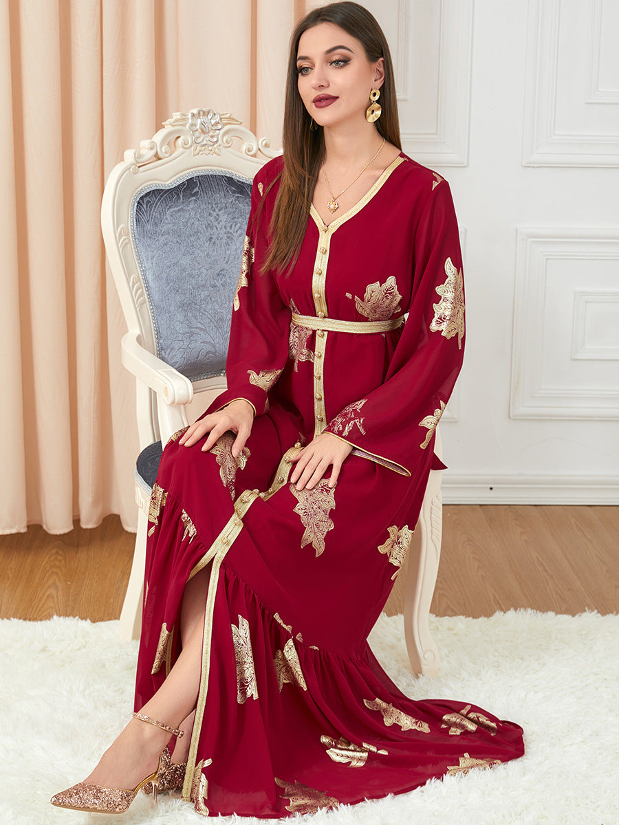 Dress Autumn Women's Fashion New Arrivals Women's Fashion Long-sleeved Foil Stamping Dress