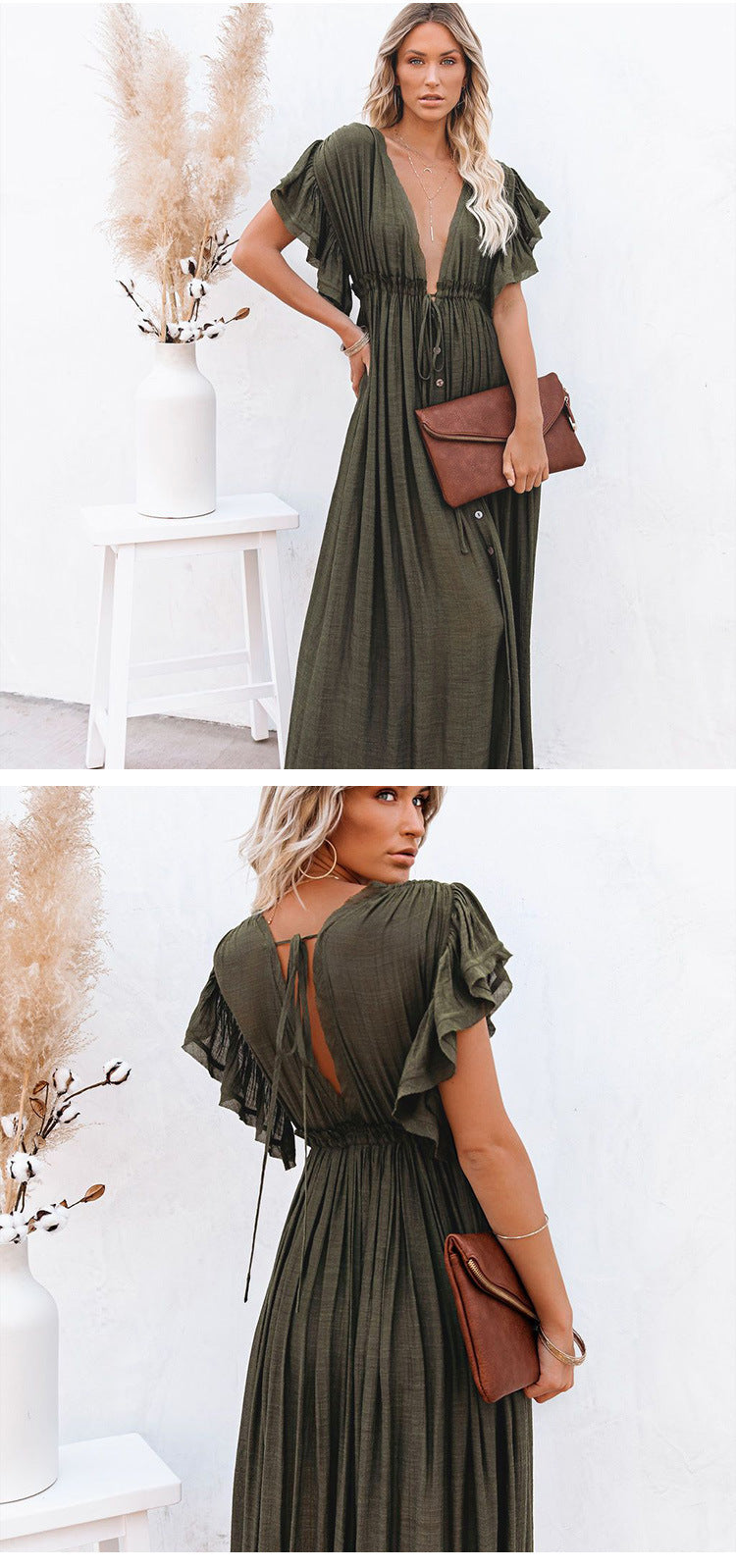 new solid color beach cover-up long skirt sun protection shirt Hawaii seaside vacation