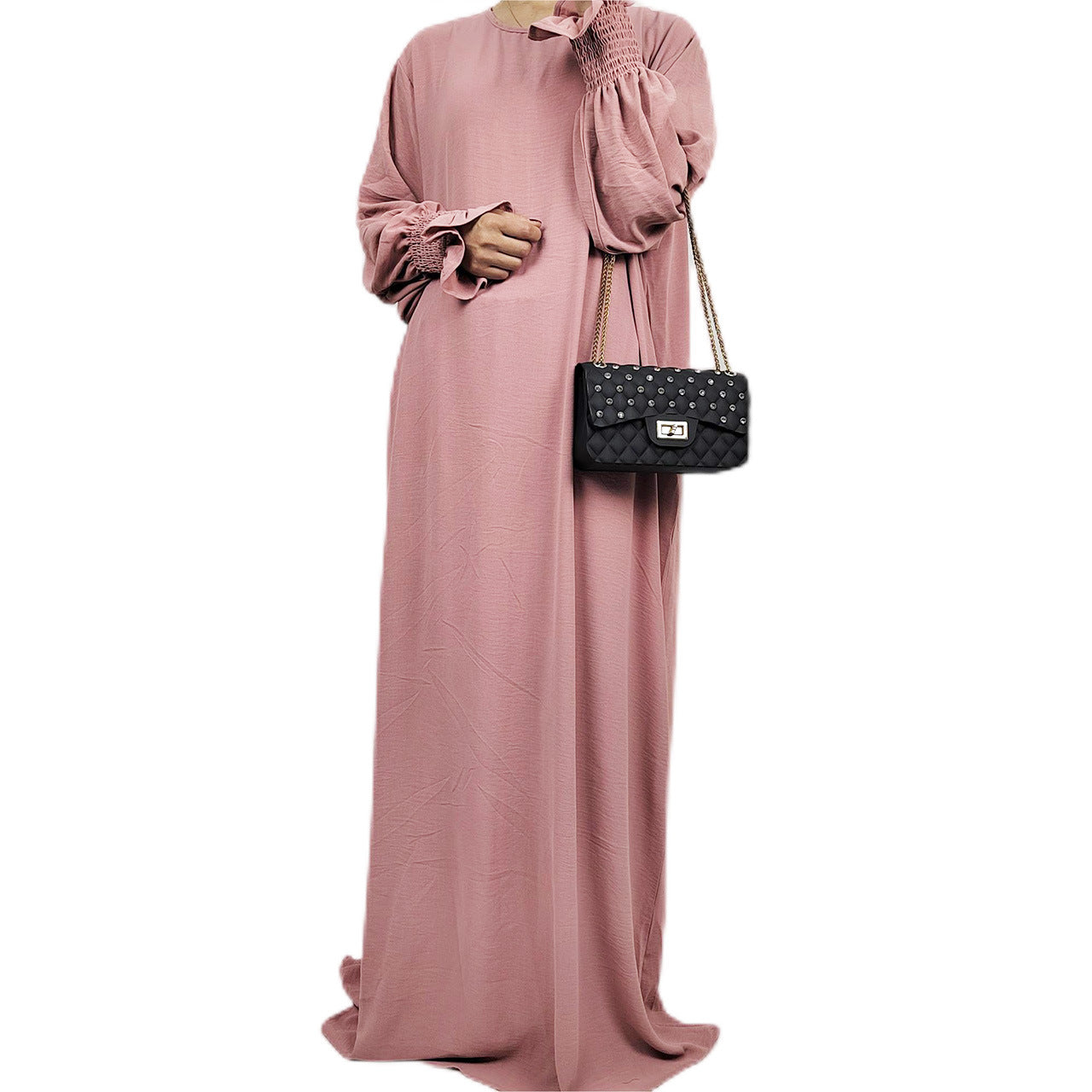 women's clothing Amazon Middle East Dubai Turkish Arabian solid color long-sleeved dress