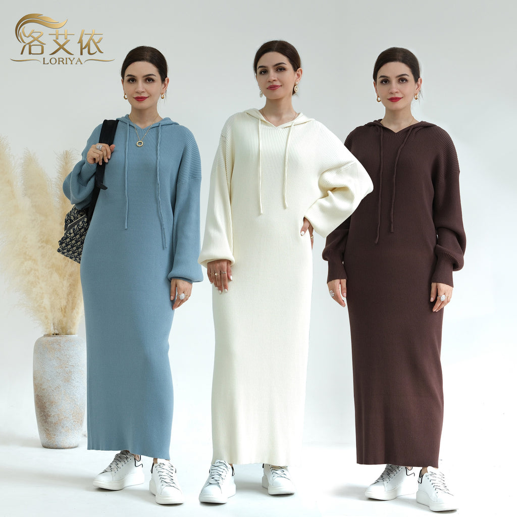 Loriya Dubai Middle East Autumn and Winter thickened knitted loose sweater dress LR668