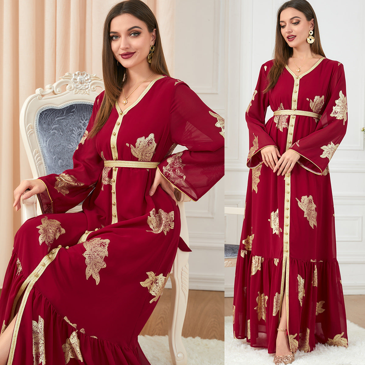 Dress Autumn Women's Fashion New Arrivals Women's Fashion Long-sleeved Foil Stamping Dress