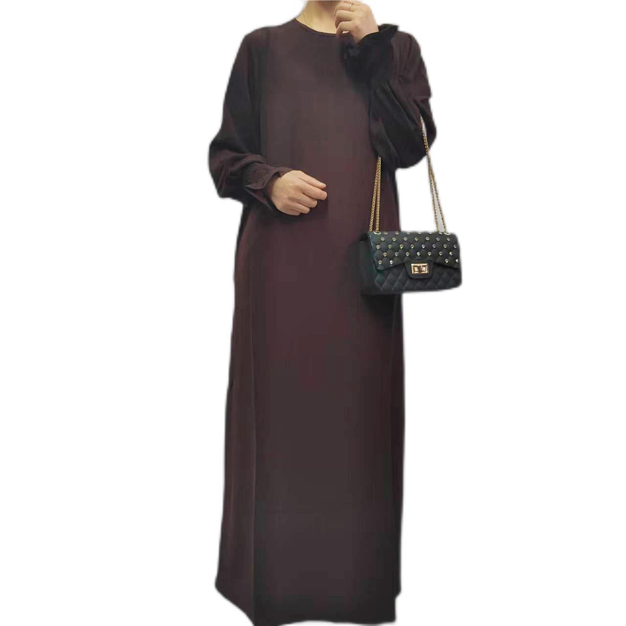 women's clothing Amazon Middle East Dubai Turkish Arabian solid color long-sleeved dress