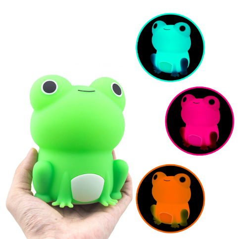Squishy Silicone Frog LED Night Light - Colorful, Soothing Glow for Kids' Rooms