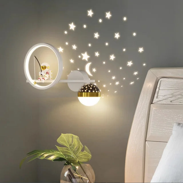 LuxRoyale Star Projection Wall Light For Kids, Moon Glow LED Night Lamp