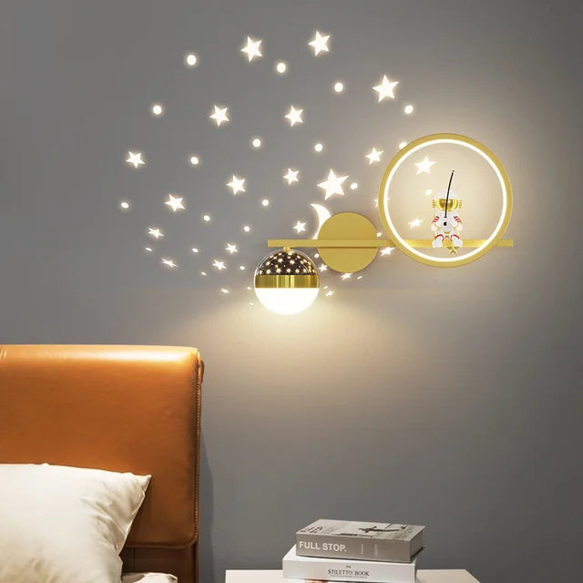 LuxRoyale Star Projection Wall Light For Kids, Moon Glow LED Night Lamp